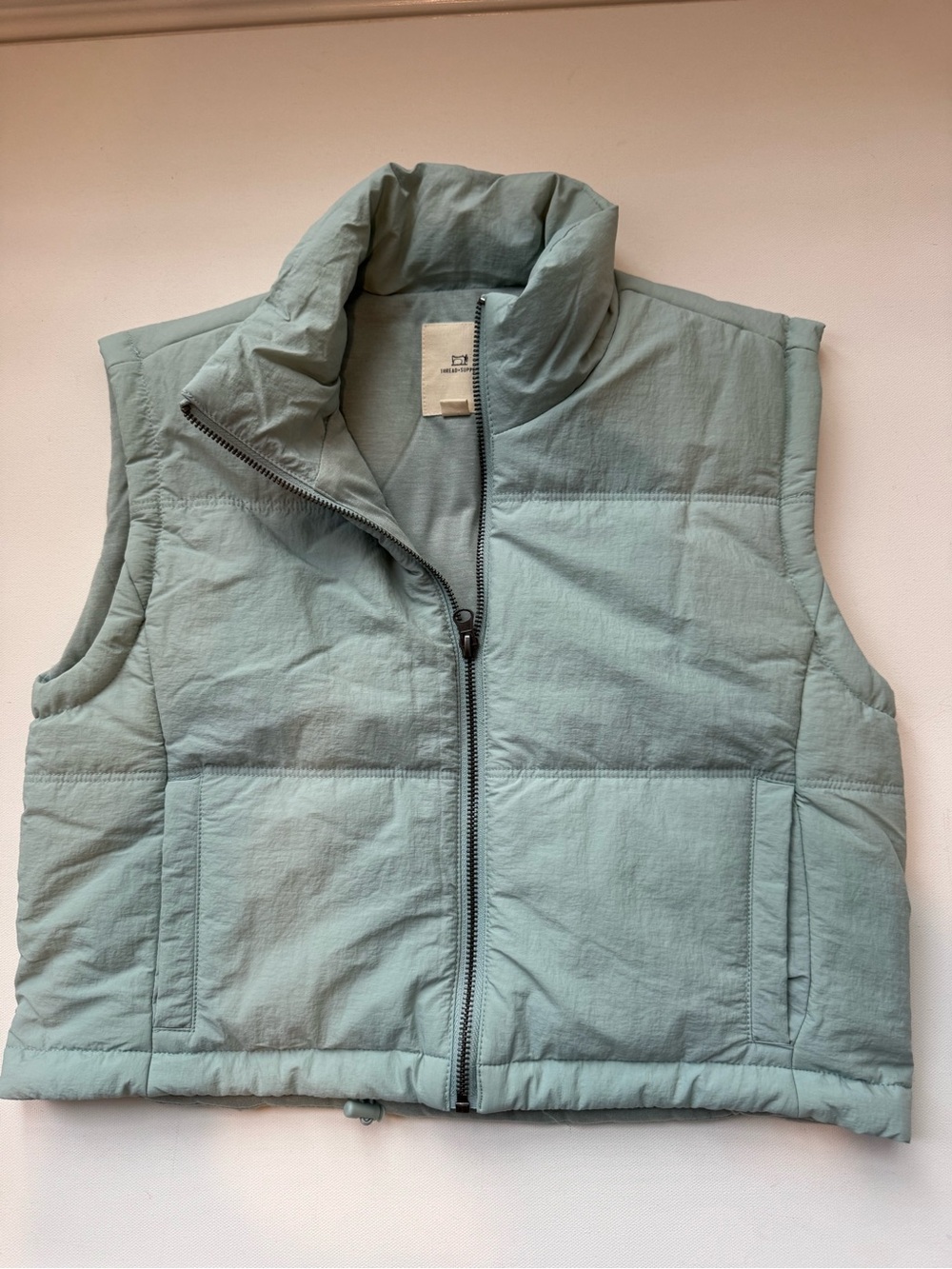 Thread & Supply Light Blue Puffer Vest Full Zip High Neck Women’s